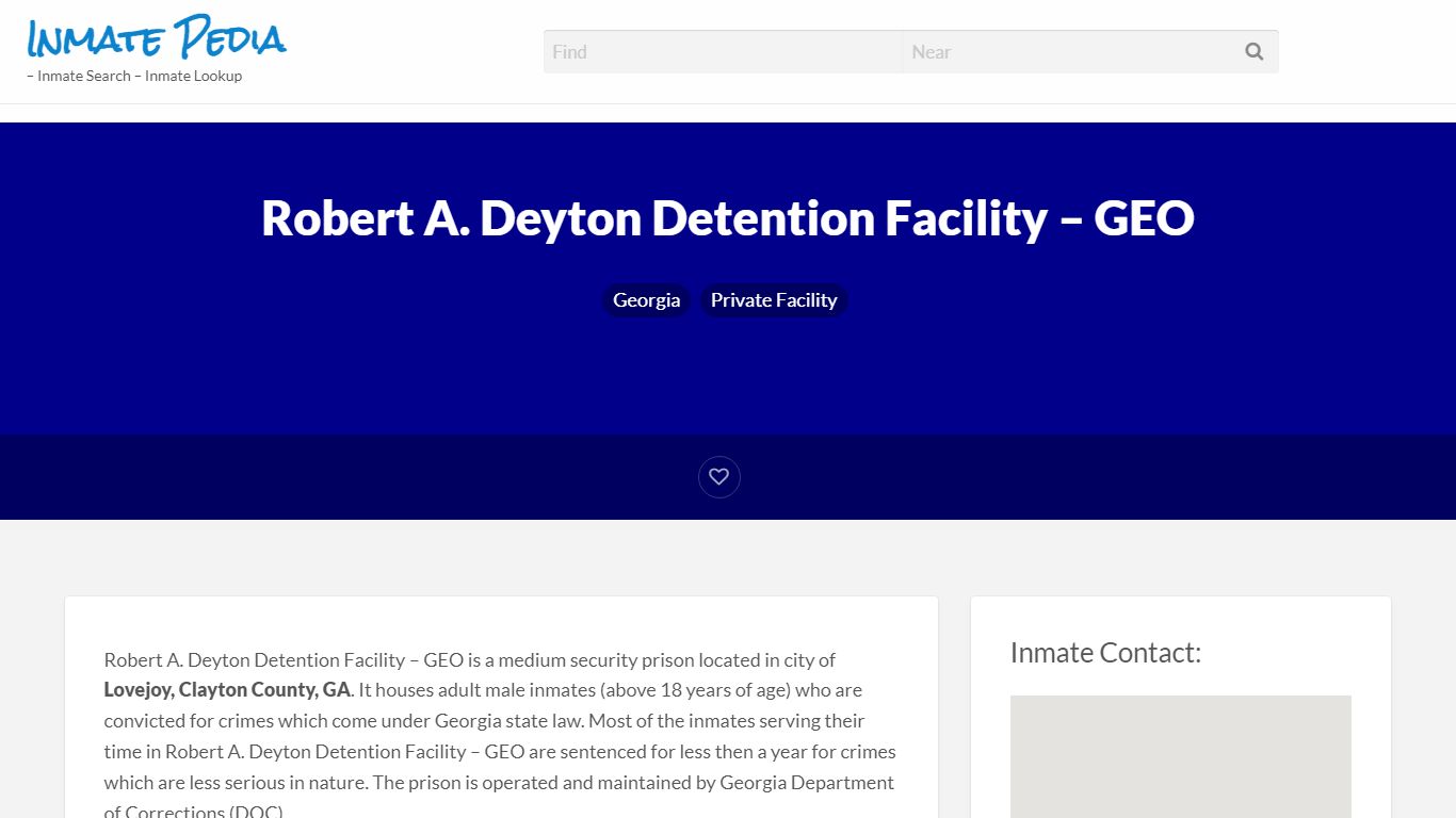 Robert A. Deyton Detention Facility - GEO - Inmate Search