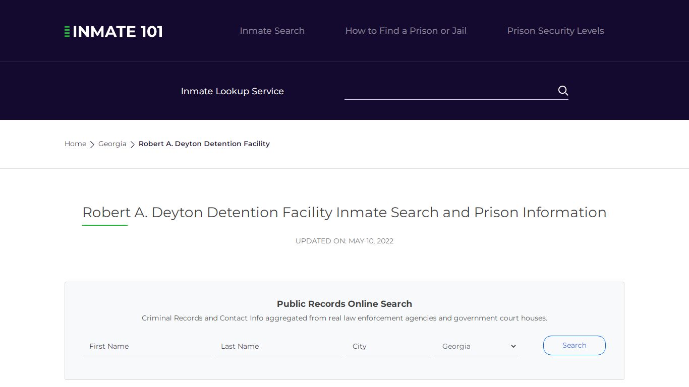 Robert A. Deyton Detention Facility Inmate Search ...