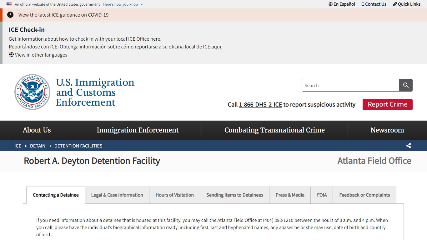 Robert A. Deyton Detention Facility | ICE